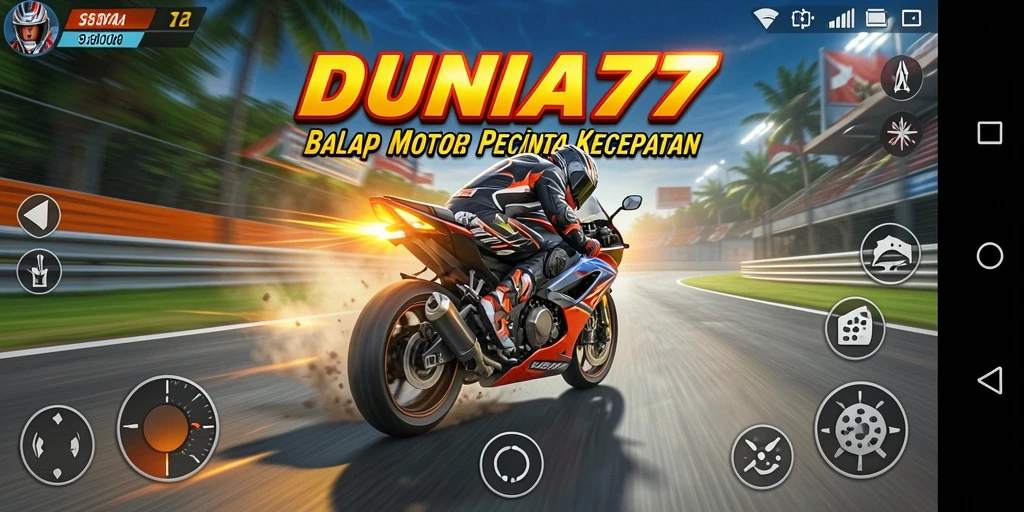 Gameplay mendebarkan DUNIA77 di trek balap yang penuh tantangan.