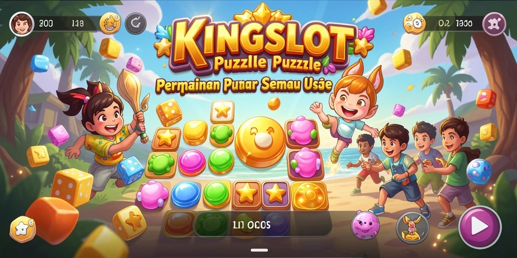 Tampilan gameplay KINGSLOT yang penuh warna dan menantang.