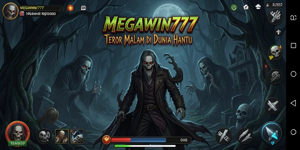 Tampilan gameplay menakutkan dari MEGAWIN777 dengan suasana Horror yang mencekam.