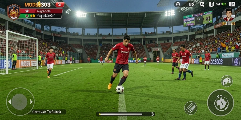 Tampilan gameplay sepakbola yang seru dan menegangkan dari MODE303.