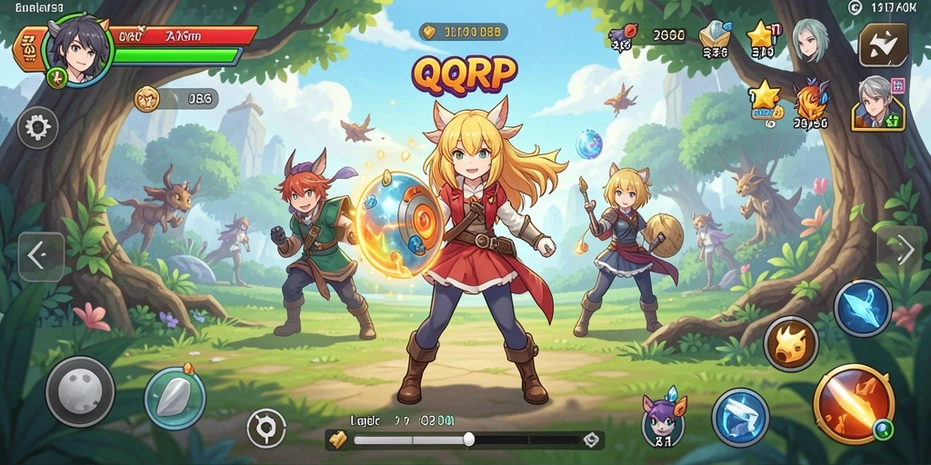 Tampilan gameplay menarik dari QQRP dengan karakter anime ikonik.