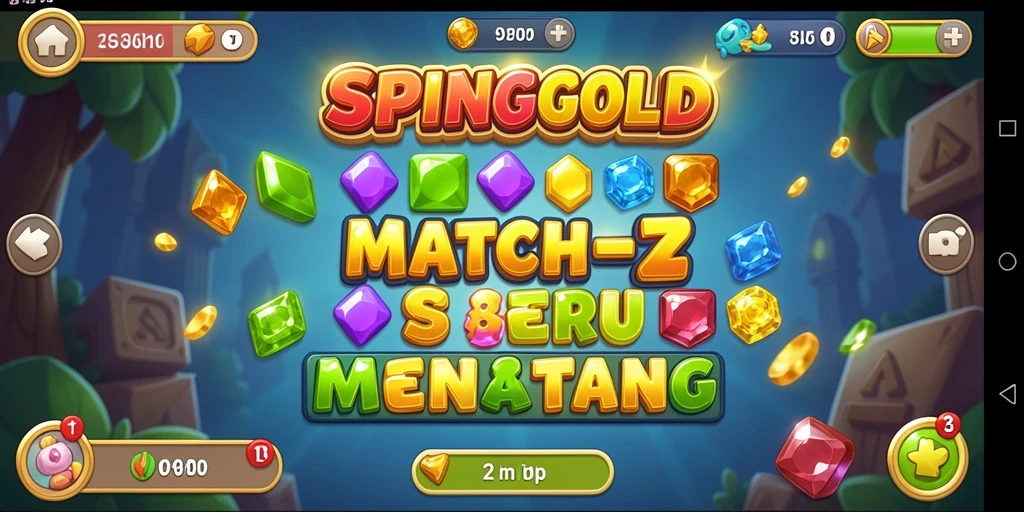 Tampilan menarik dari gameplay SPINGOLD dalam mode Match-3.