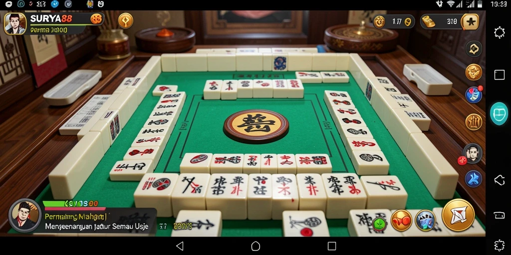 Tampilan gameplay SURYA88 yang menarik dan mendebarkan dalam permainan Mahjong.