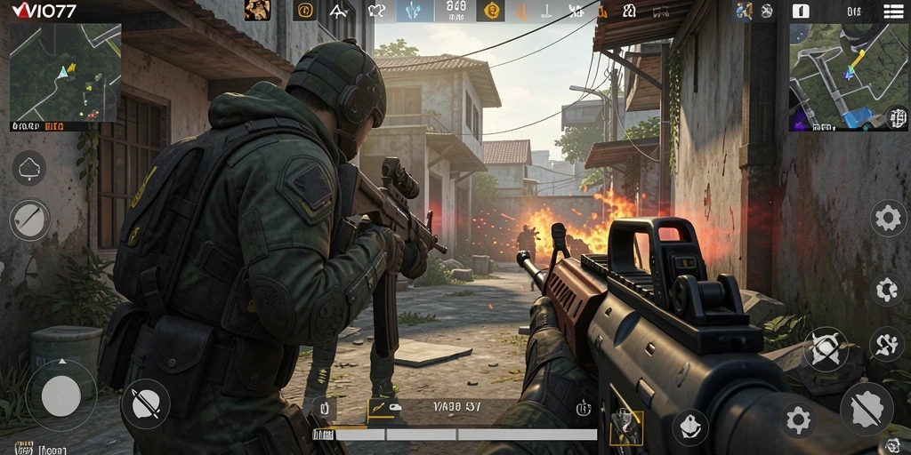Tampilan menarik dari gameplay seru VIO77 dalam aksi FPS.